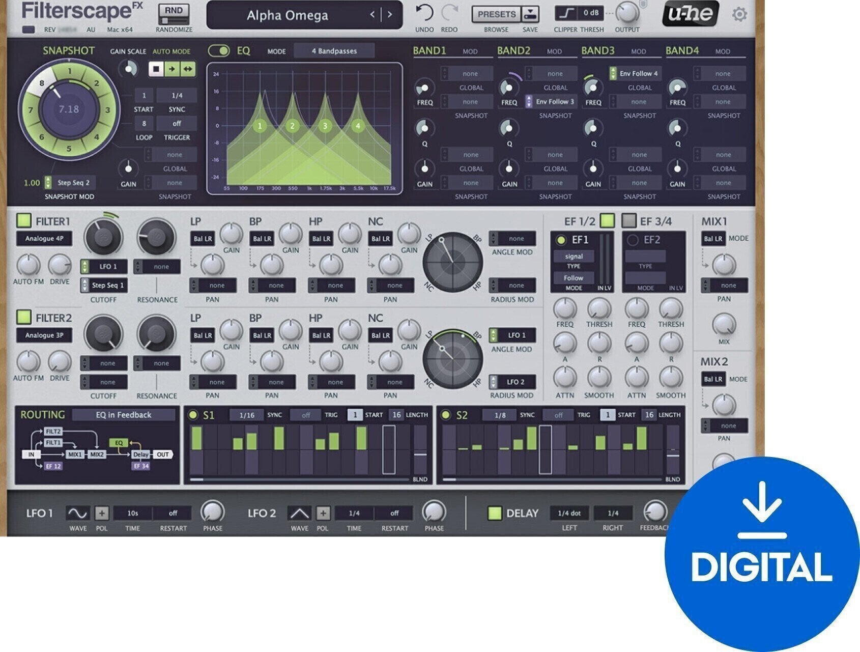 Procesador de efectos de complemento de software u-he Software u-He Filterscape (Producto digital)