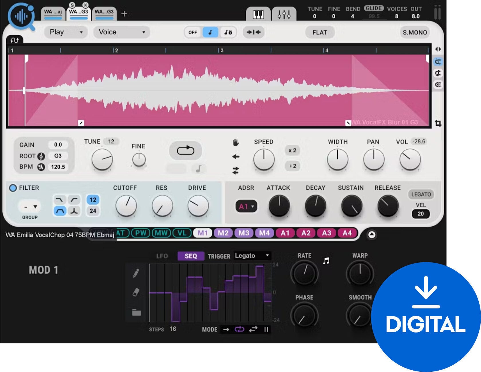 Procesador de efectos de complemento de software Waves CR8 Creative Sampler (Producto digital)