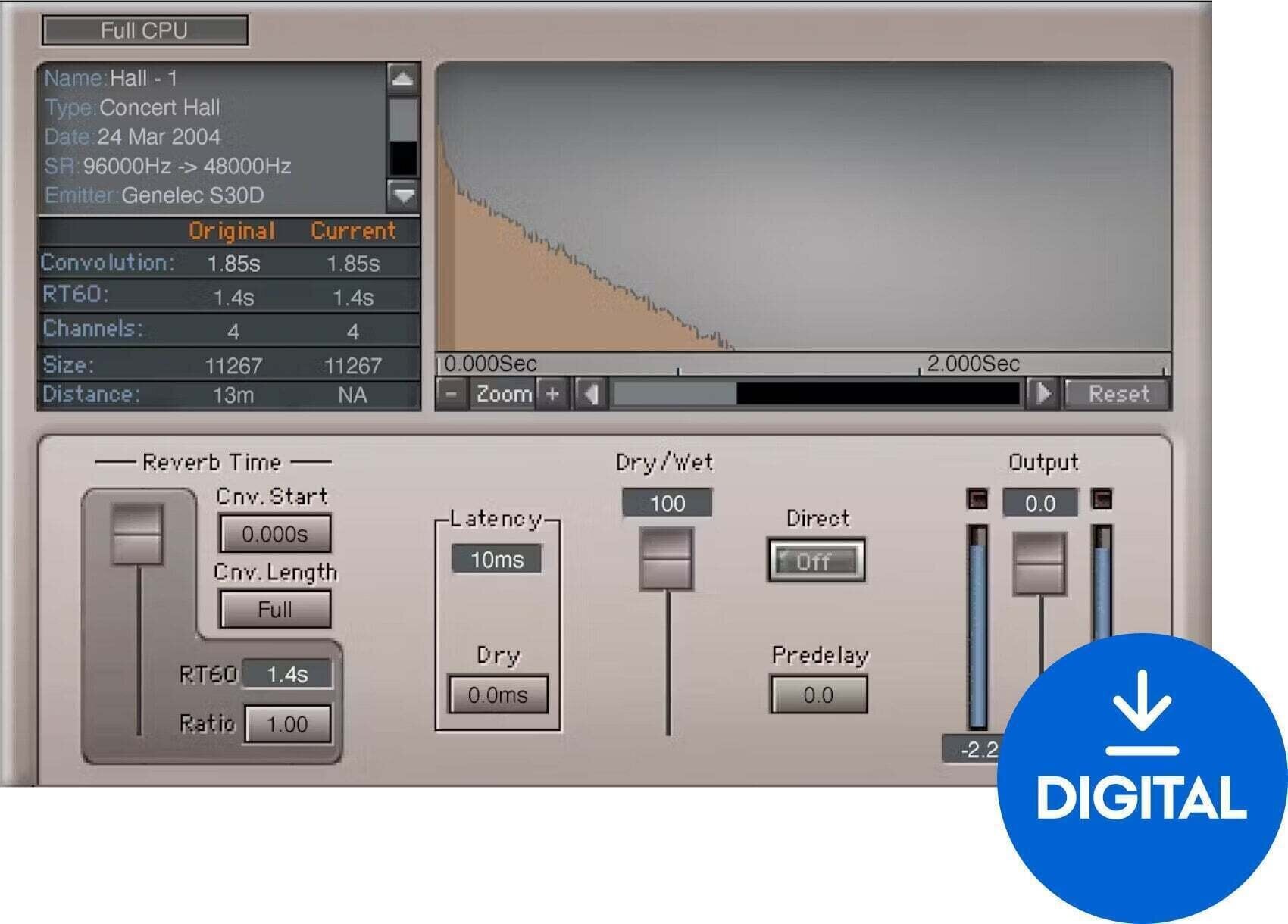 Procesador de efectos de complemento de software Waves IR-L Convolution Reverb (Producto digital)