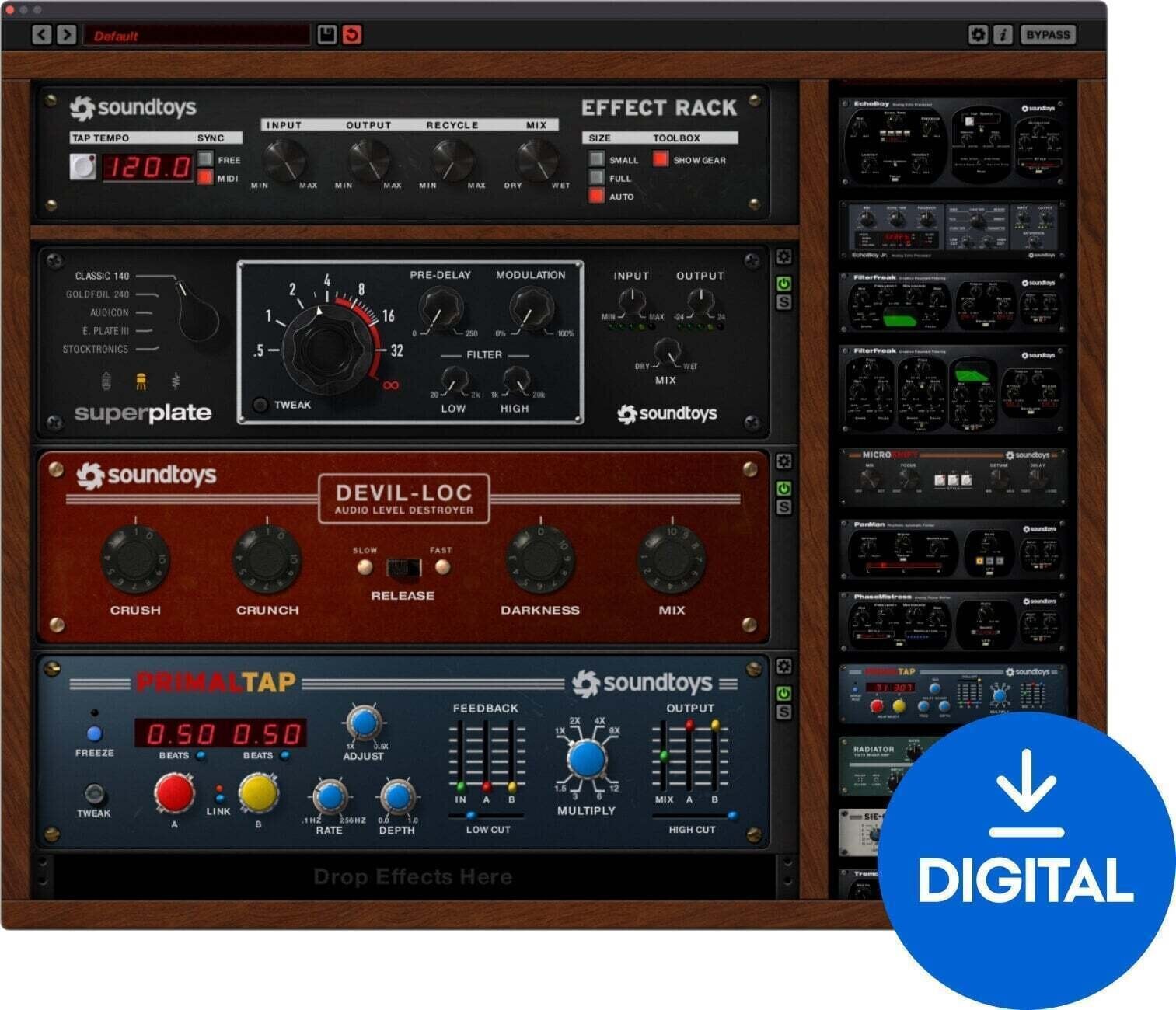 Procesador de efectos de complemento de software SoundToys Effect Rack 5 (Producto digital)