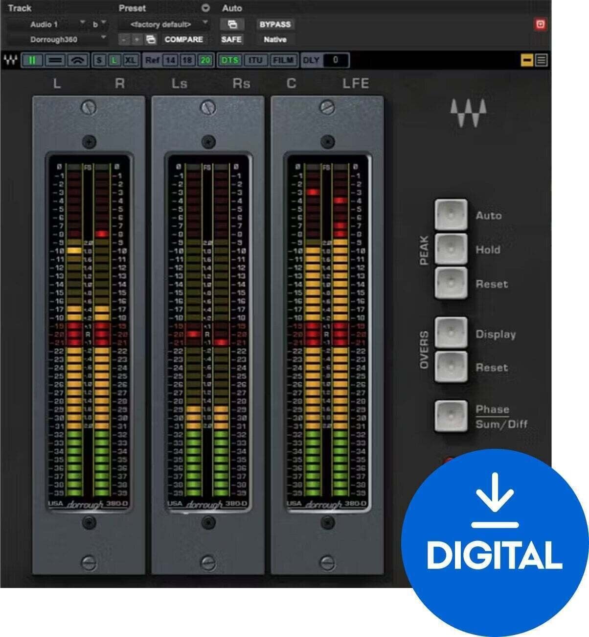Procesador de efectos de complemento de software Waves Dorrough Surround (Producto digital)