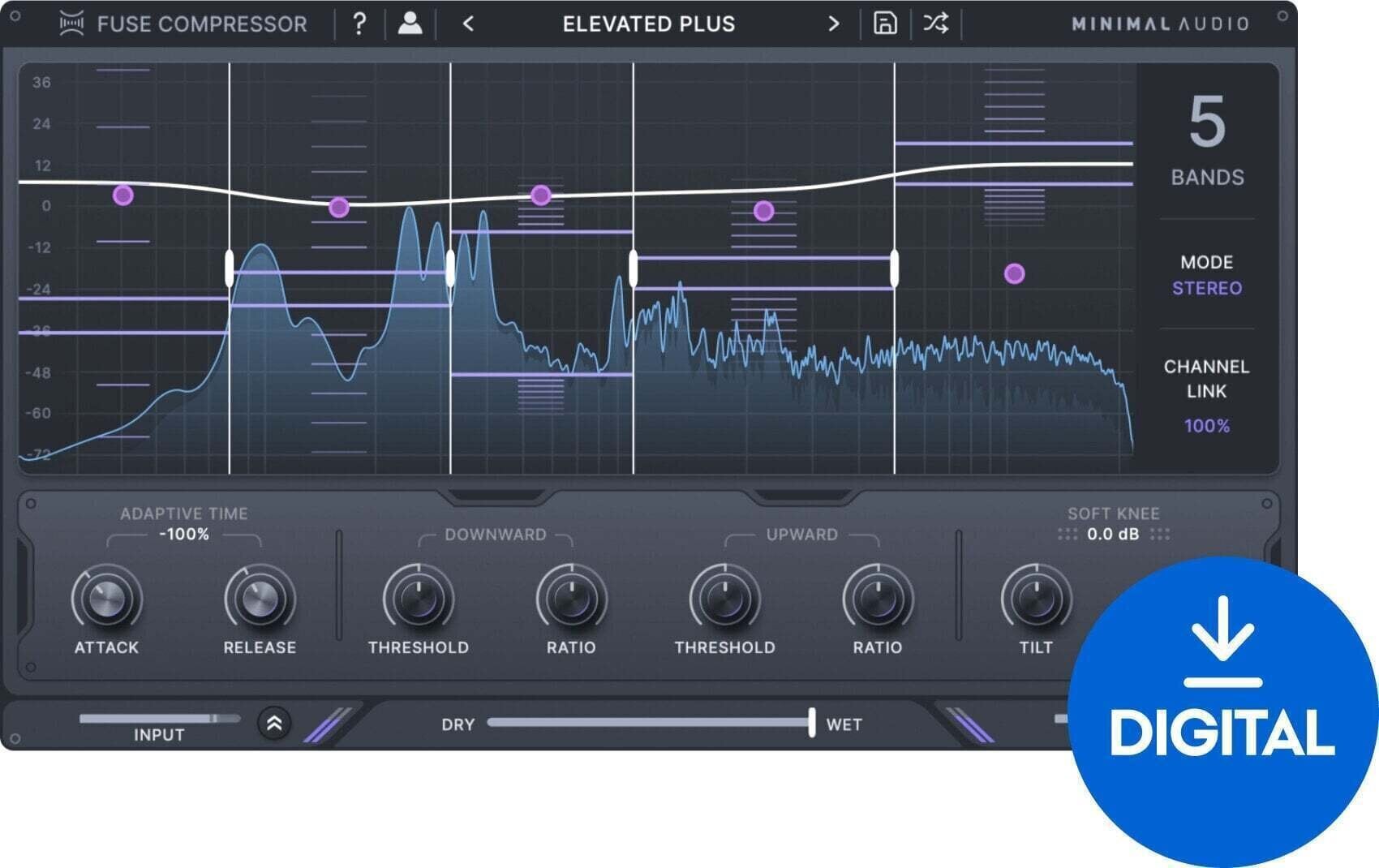 Procesador de efectos de complemento de software Minimal Audio Fuse Compressor (Producto digital)