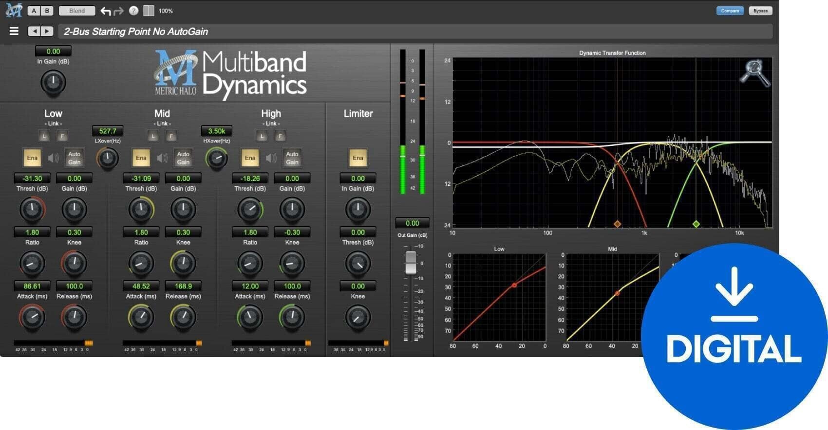 Procesador de efectos de complemento de software Metric Halo MH MultibandDynamics v4 (Producto digital)