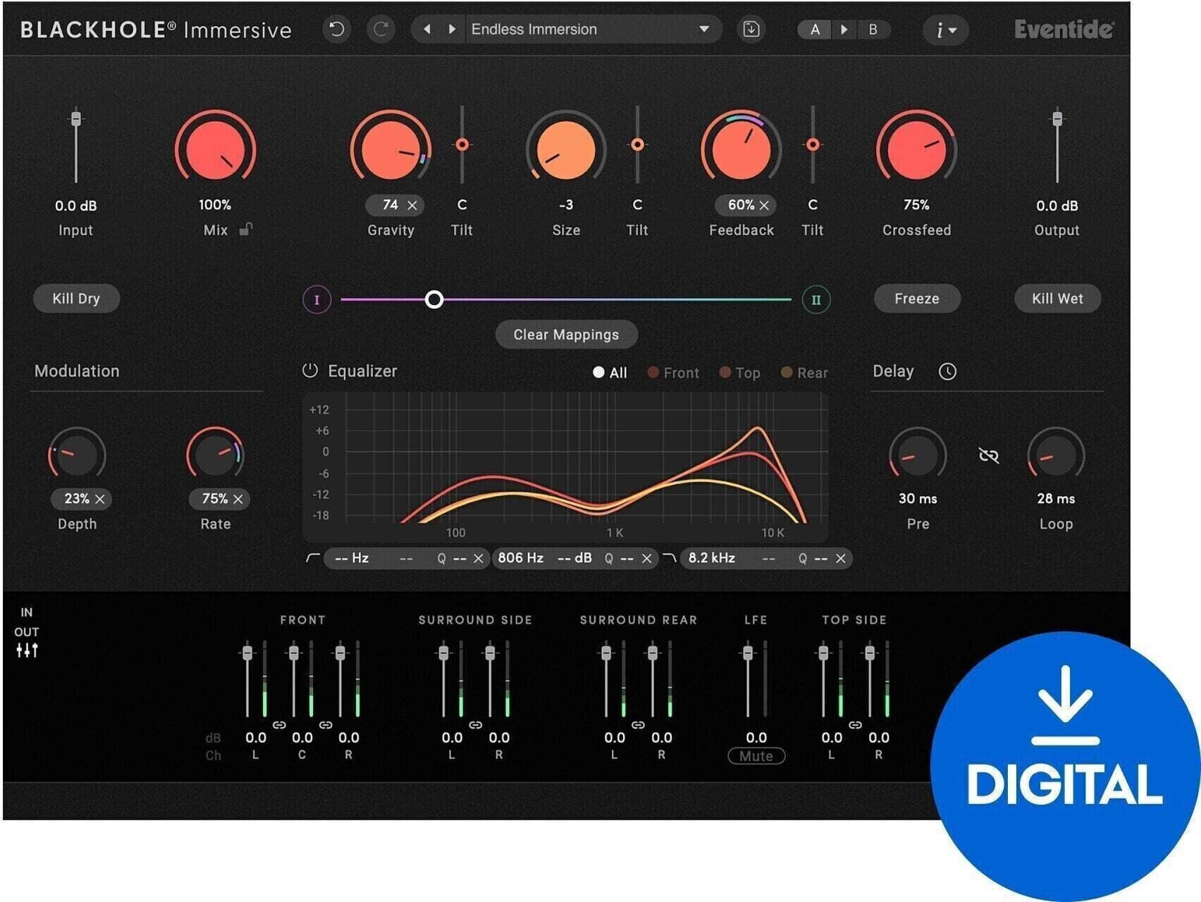 Procesador de efectos de complemento de software Eventide Blackhole Immersive (Producto digital)