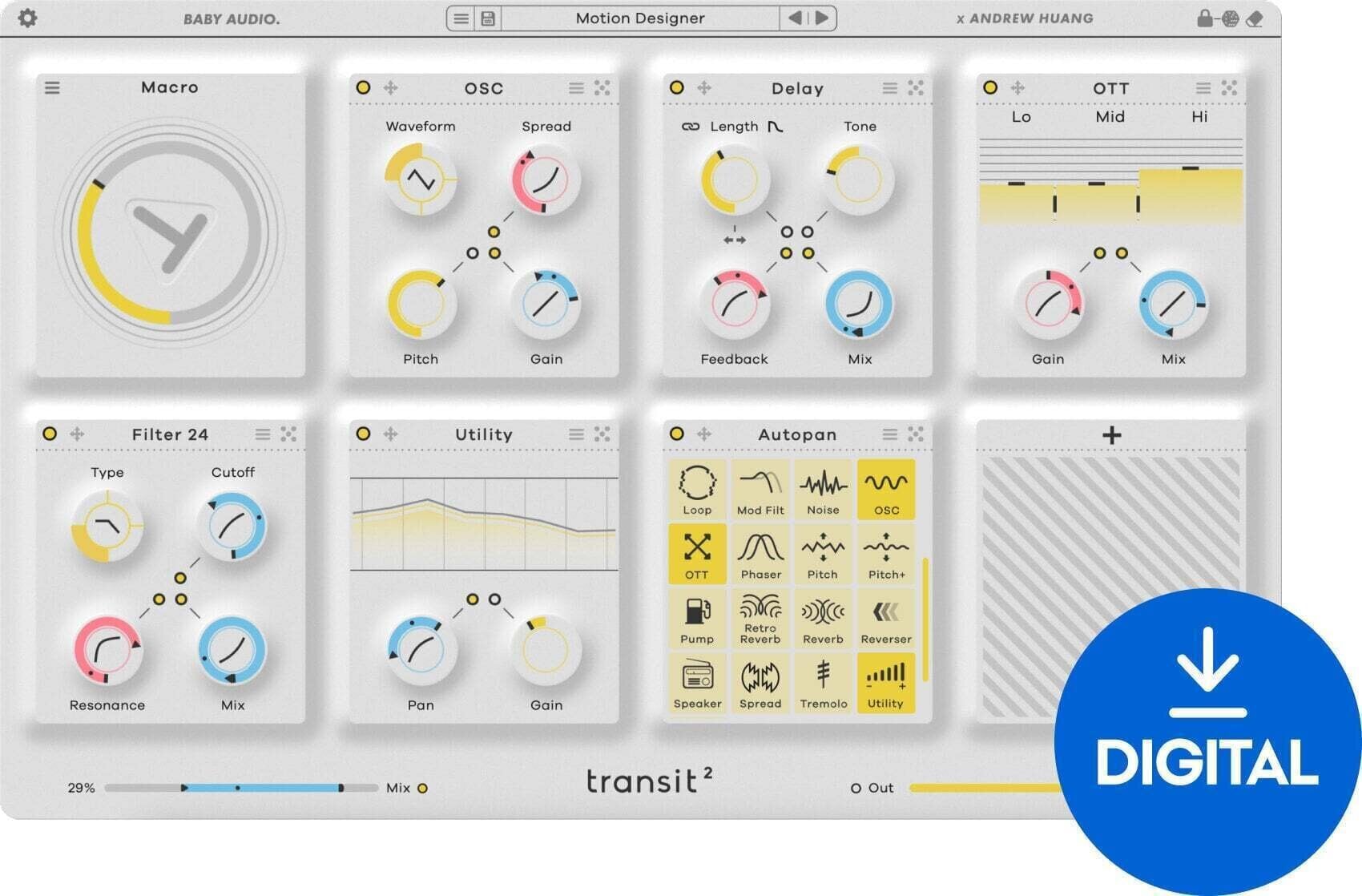Procesador de efectos de complemento de software Baby Audio Transit 2 (Producto digital)