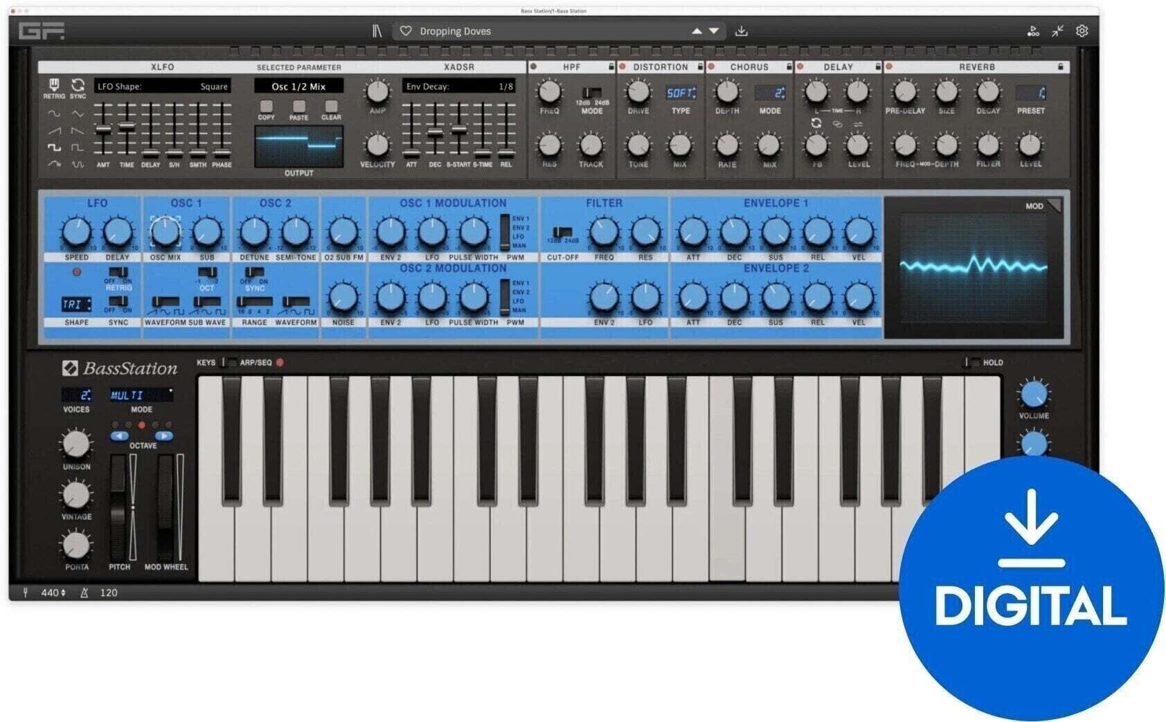 VST Instrument GForce Novation Bass Station (Digitální produkt)