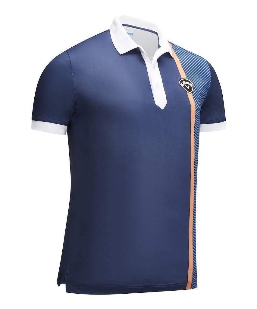 Rövid ujjú póló Callaway Bold Linear Print Mens Polo Shirt Dress Blue S