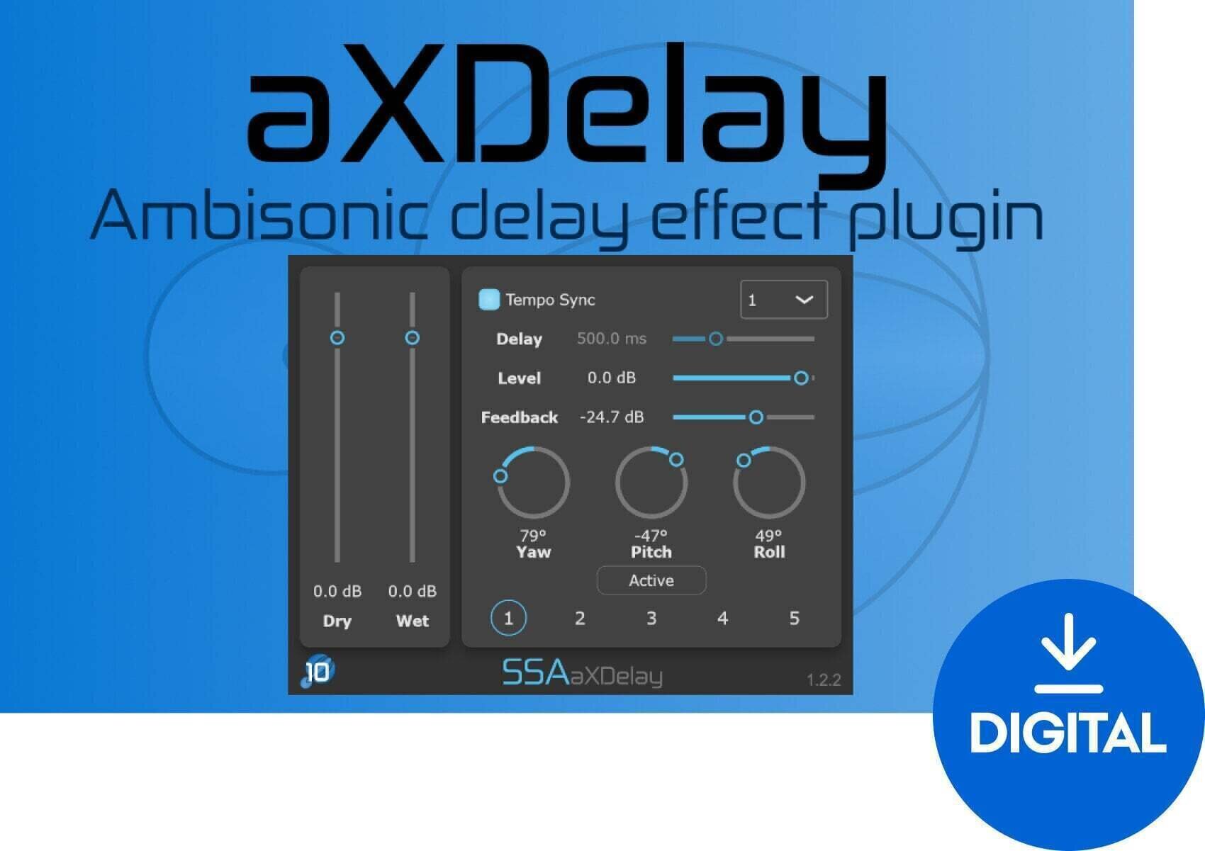 Procesador de efectos de complemento de software SSA Plugins aXDelay (Producto digital)