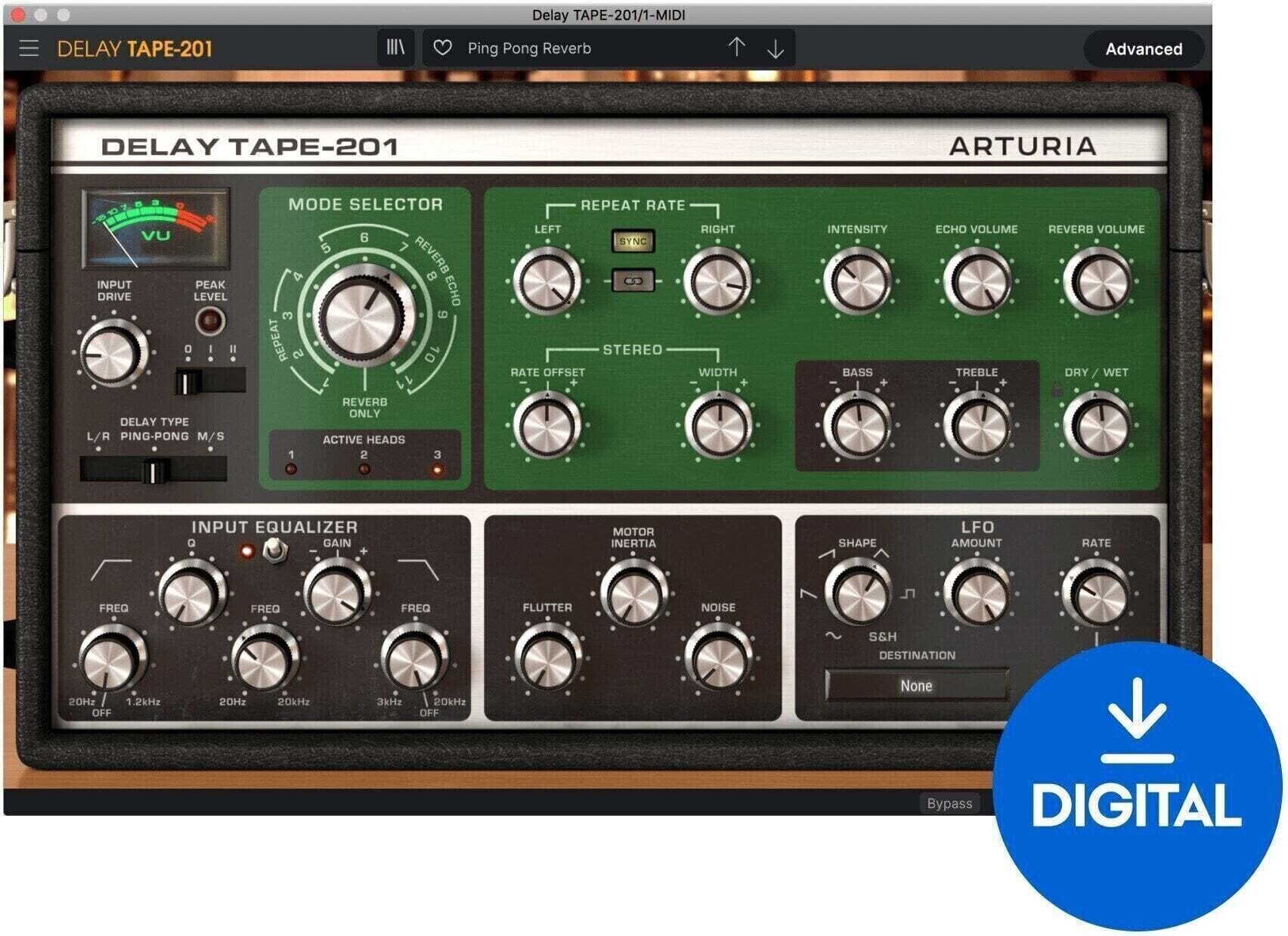 Procesador de efectos de complemento de software Arturia Tape-201 (Producto digital)