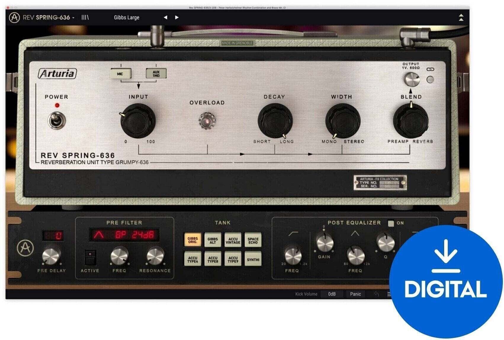 Procesador de efectos de complemento de software Arturia Rev SPRING-636 (Producto digital)