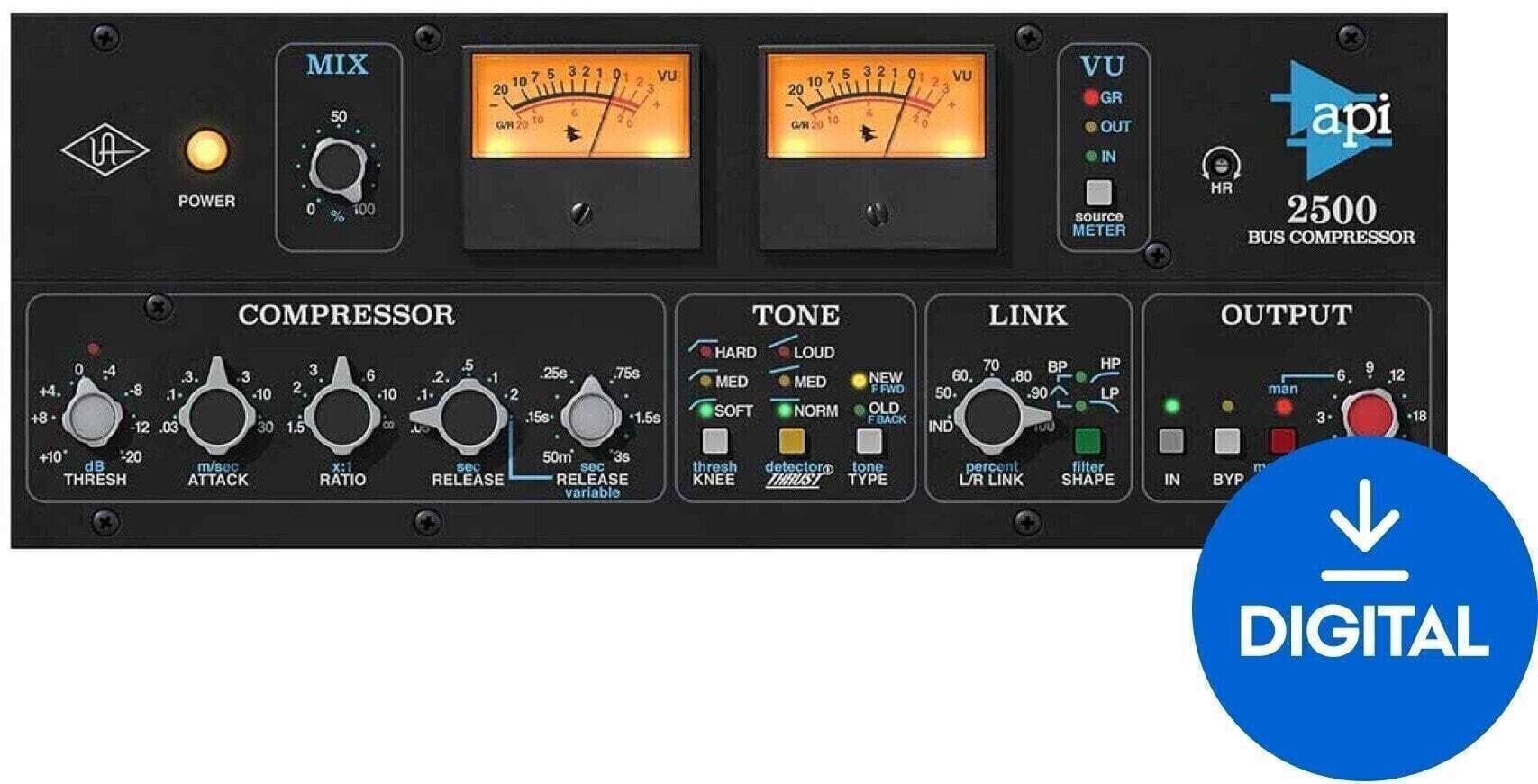 Procesador de efectos de complemento de software Universal Audio API 2500 Bus Compressor (Producto digital)