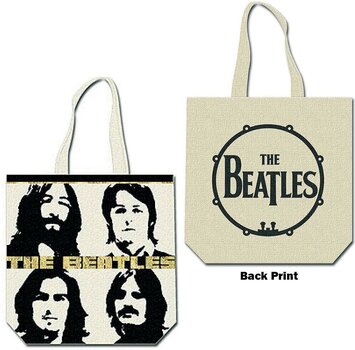 Music bag The Beatles Four Heads with Gold Logo (Back Print) Τσάντα ώμου Natural - 1