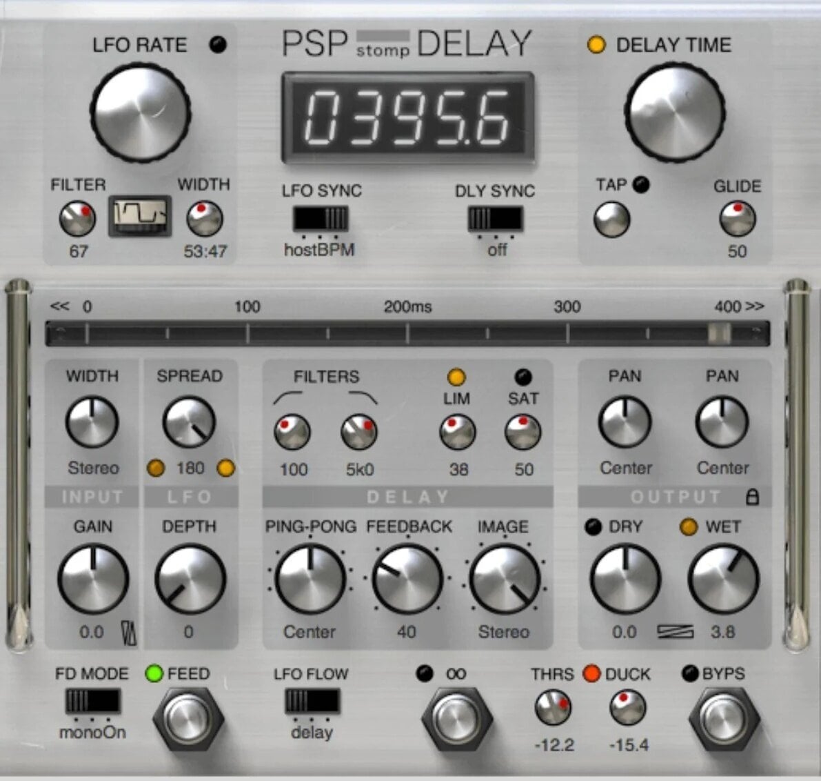 Procesador de efectos de complemento de software PSP Audioware StompDelay (Producto digital)