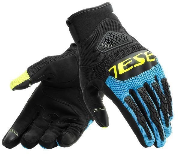 Motoros kesztyűk Dainese Bora Gloves Black/Fire Blue/Fluo Yellow L