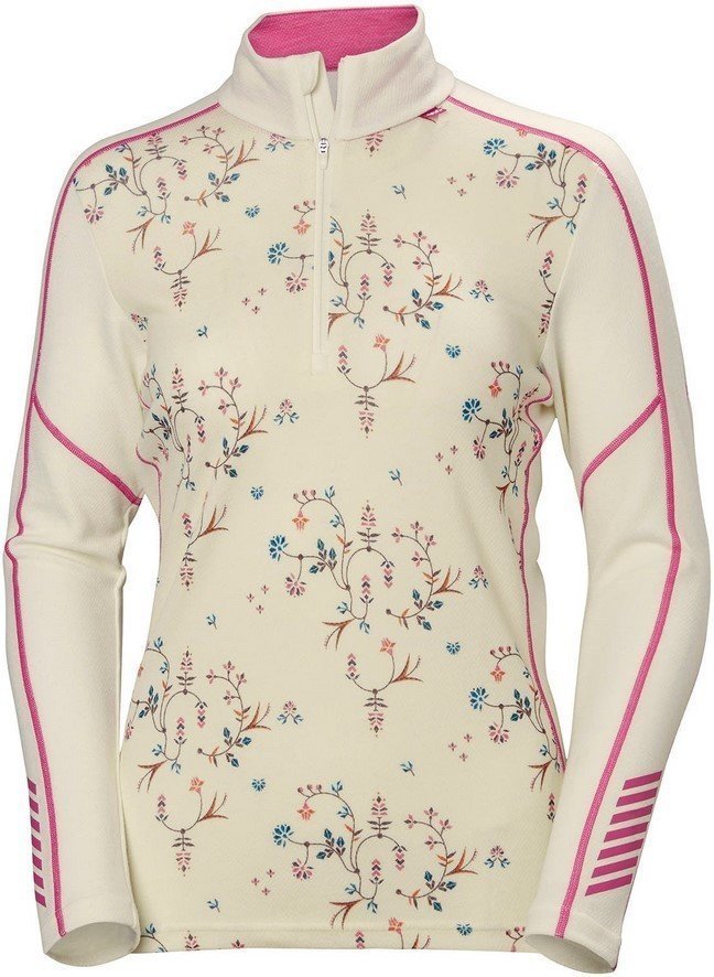 Ropa interior térmica Helly Hansen HH Lifa Merino Graphic 1/2 Zip Offwhite Scattered Flower S Ropa interior térmica