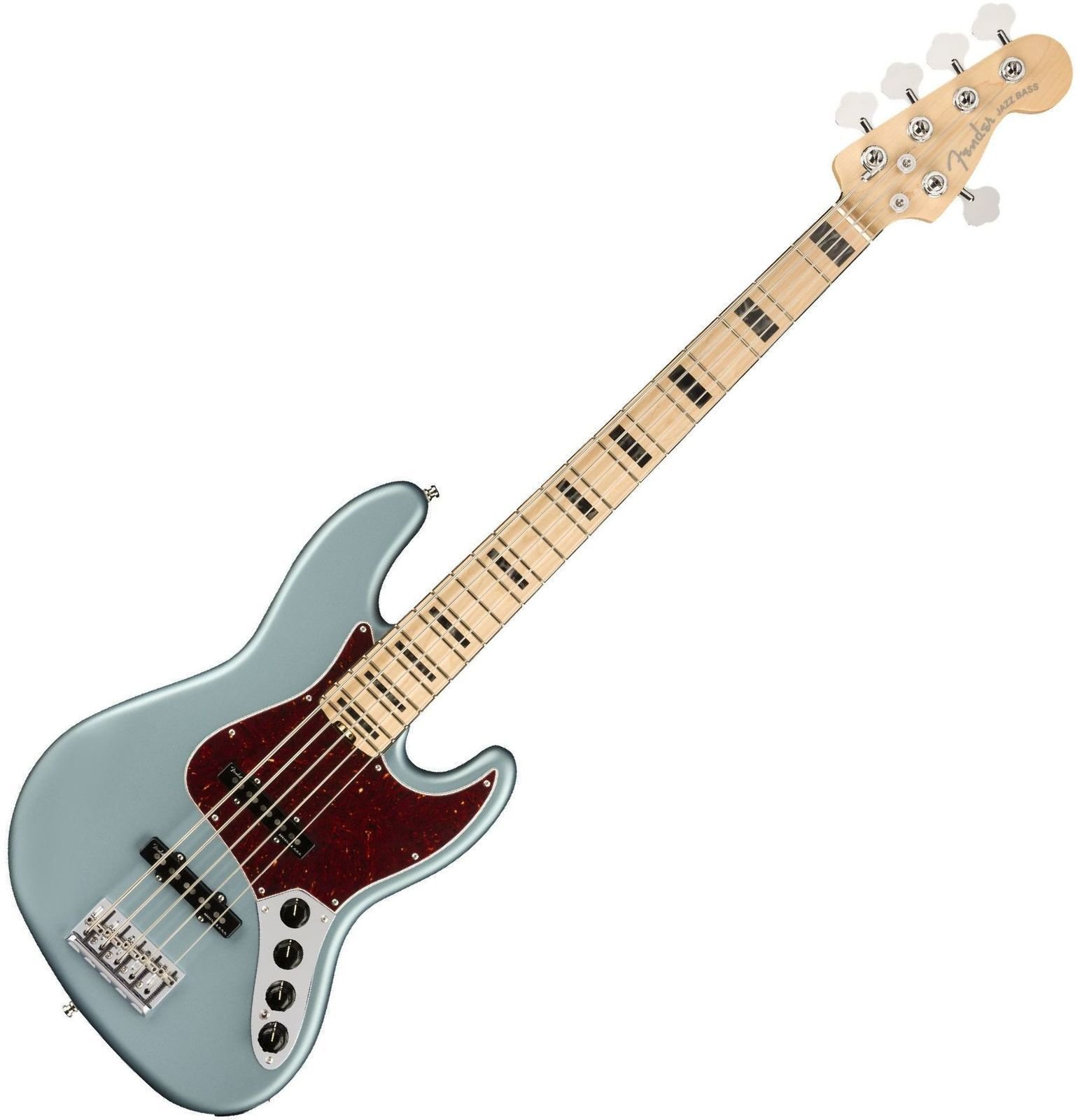5-saitiger E-Bass, 5-Saiter E-Bass Fender American Elite Jazz Bass V Maple Satin Ice Blue Metallic