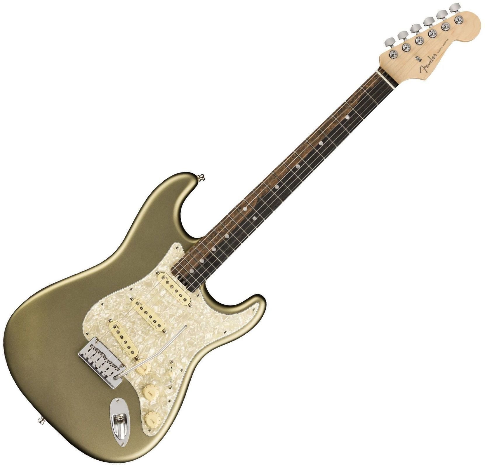 E-Gitarre Fender American Elite Stratocaster Ebony Satin Jade Pearl Metallic