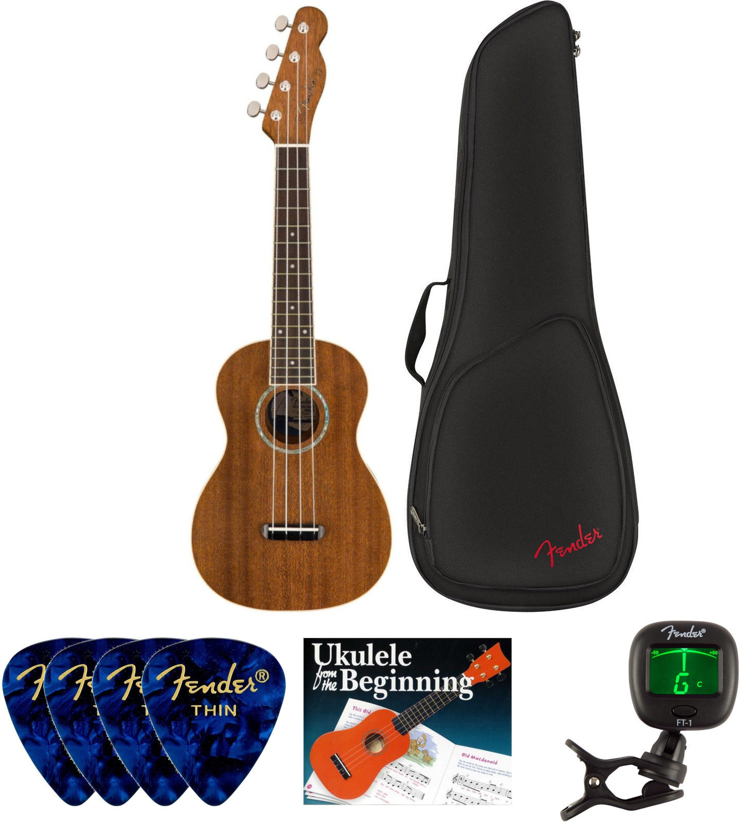 Koncertní ukulele Fender Zuma Concert Ukulele WN Natural SET Koncertní ukulele Natural
