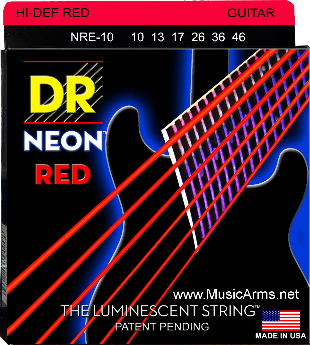 Cordes pour guitares électriques DR Strings NRE-10 Neon