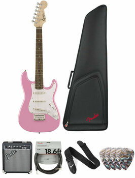 Electric guitar Fender Squier Mini Strat V2 IL Pink Deluxe SET Pink - 1