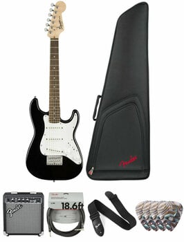 Elektrische gitaar Fender Squier Mini Strat V2 IL Black Deluxe SET Black - 1