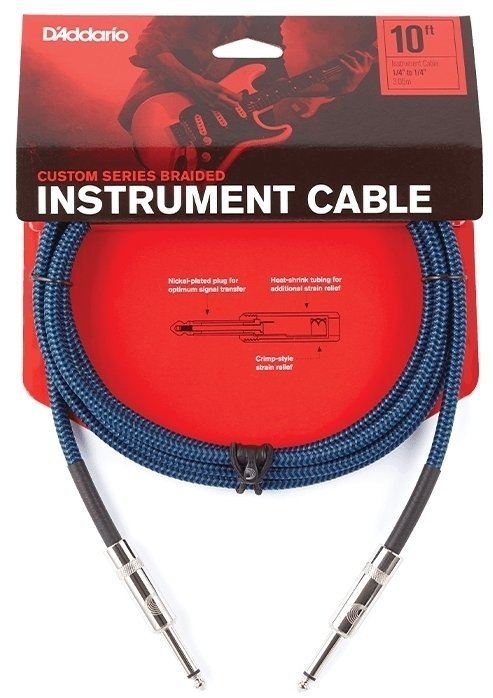 Instrument Cable D'Addario PW-BG-10 Blue 3 m Straight - Straight