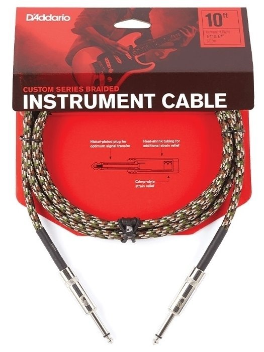 Câble pour instrument D'Addario PW-BG-10 Camo 3 m Droit - Droit