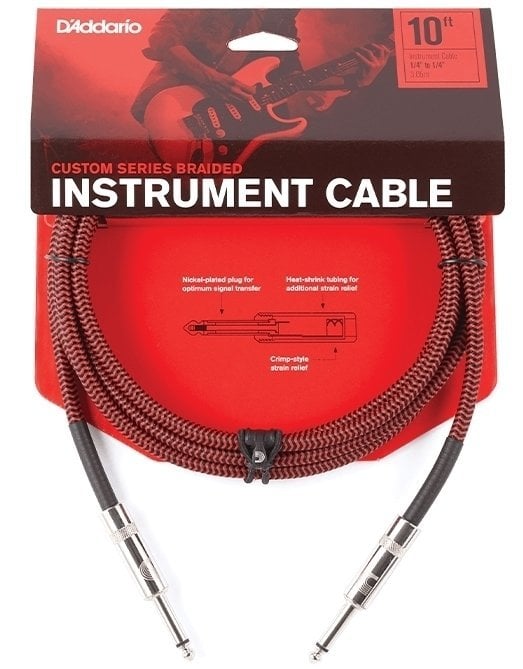 Instrument Cable D'Addario PW-BG-10 Red 3 m Straight - Straight