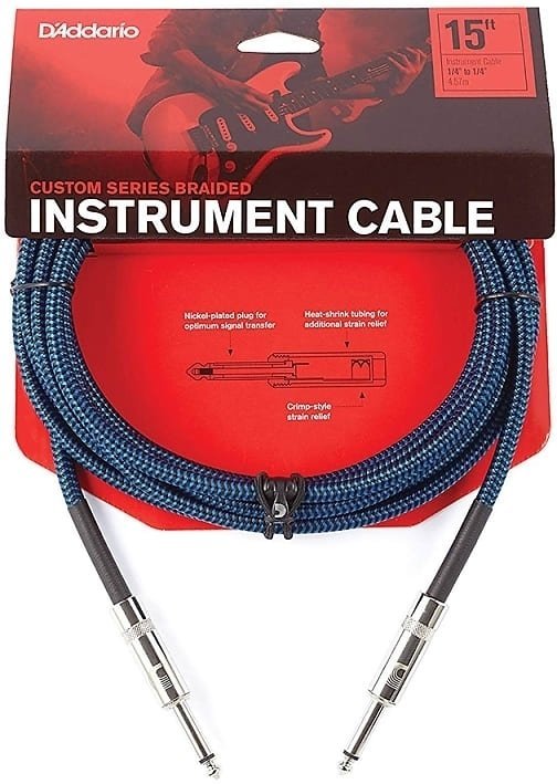 Cablu instrumente D'Addario PW-BG-15 Albastră 4‚59 m Drept - Drept