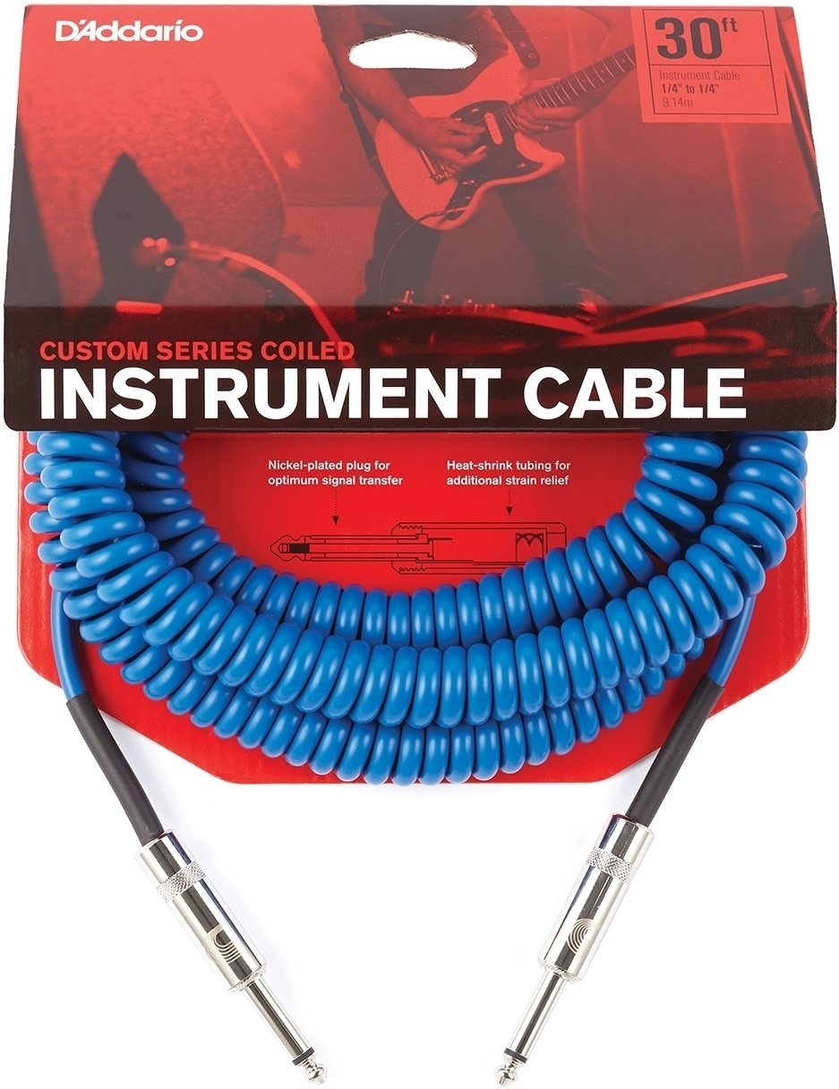 Instrument Cable D'Addario PW-CDG-30 Blue 9,14 m Straight - Straight