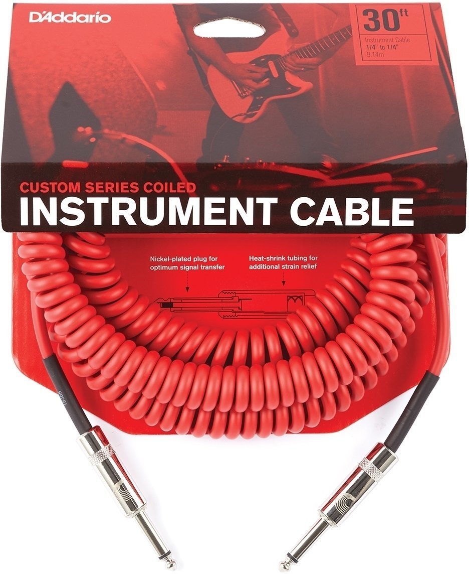 Instrument Cable D'Addario PW-CDG-30 Red 9,14 m Straight - Straight