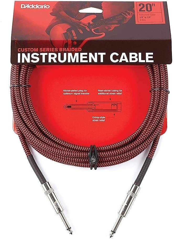 Câble pour instrument D'Addario PW-BG-20 Rouge 6‚10 m Droit - Droit