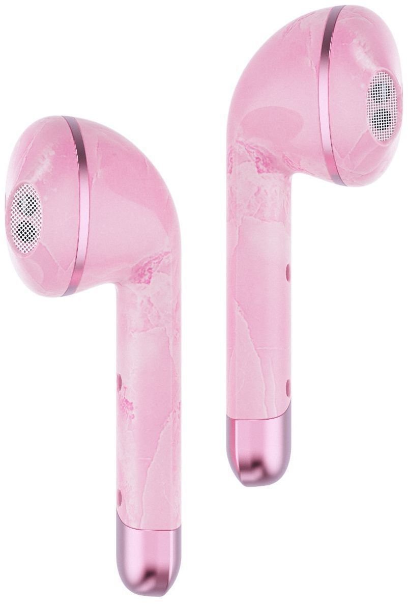 True trådlös in-ear Happy Plugs Air 1 Pink Marble