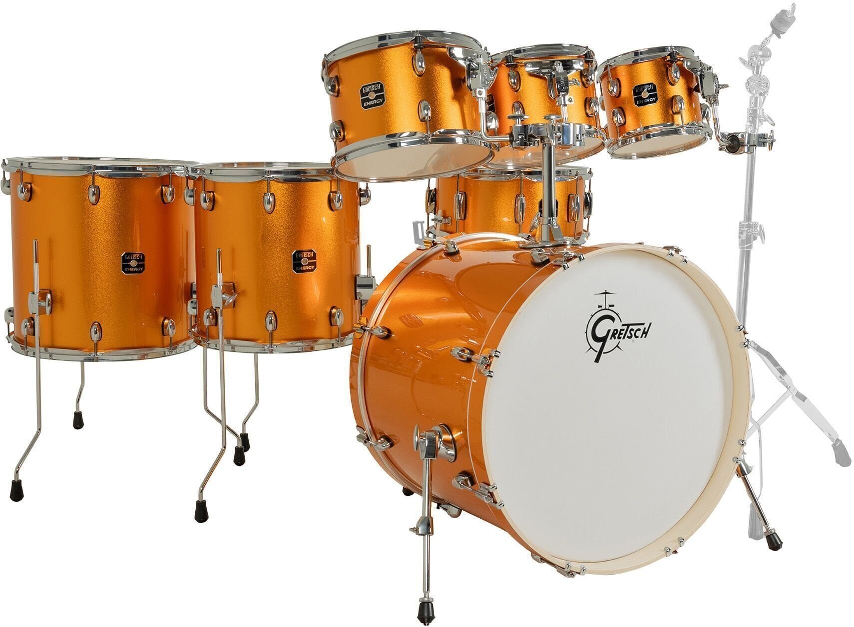 Akoestisch drumstel Gretsch Drums Energy 7 Piece Orange Sparkle Akoestisch drumstel