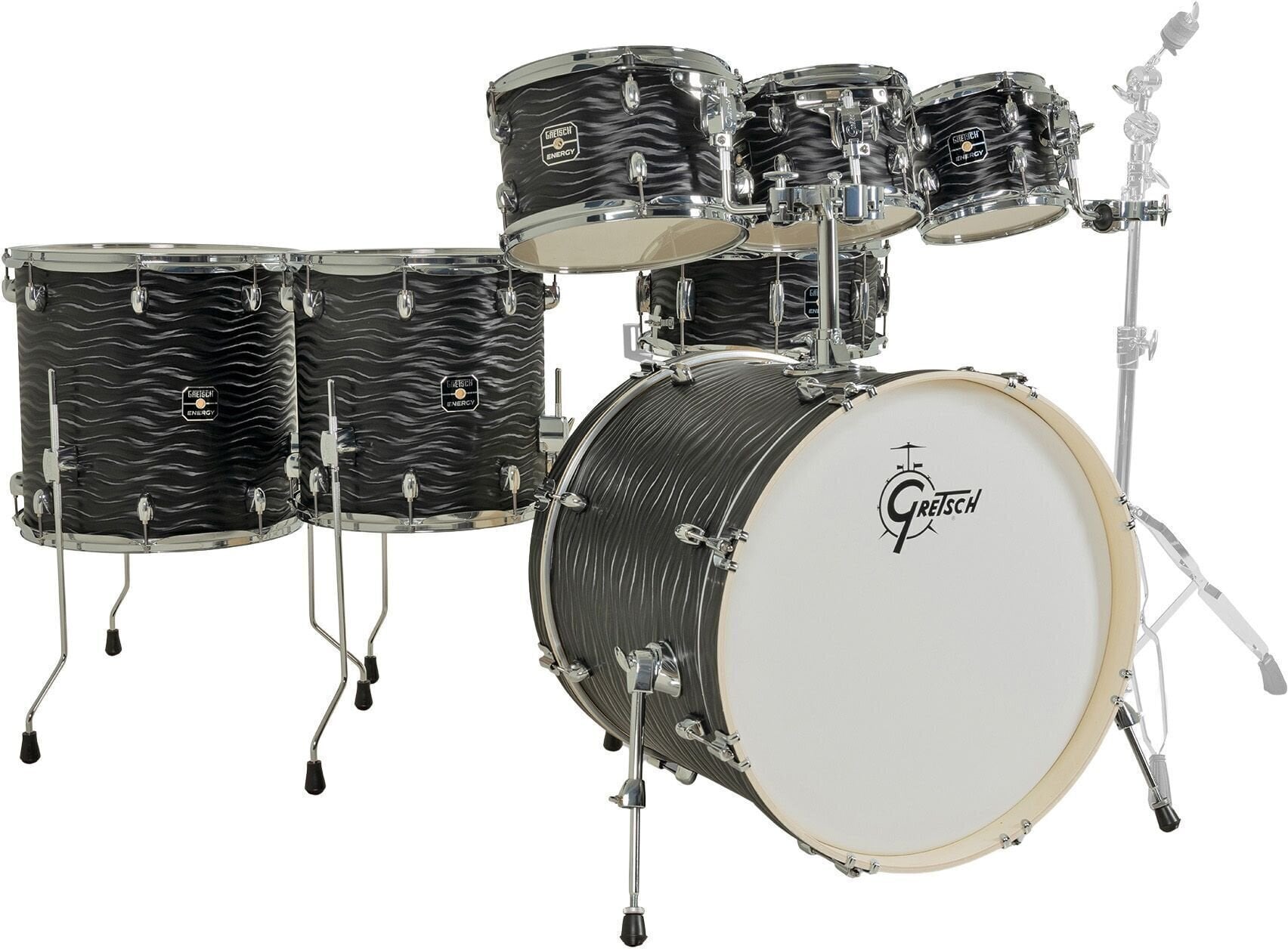 Set Batteria Acustica Gretsch Drums Energy 7 Piece Black Fame Set Batteria Acustica