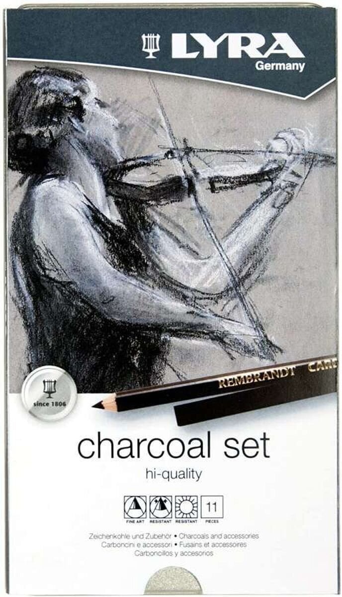 Charbon de bois Lyra Rembrandt Art Specials Set de fusains artificiels 11 pièces