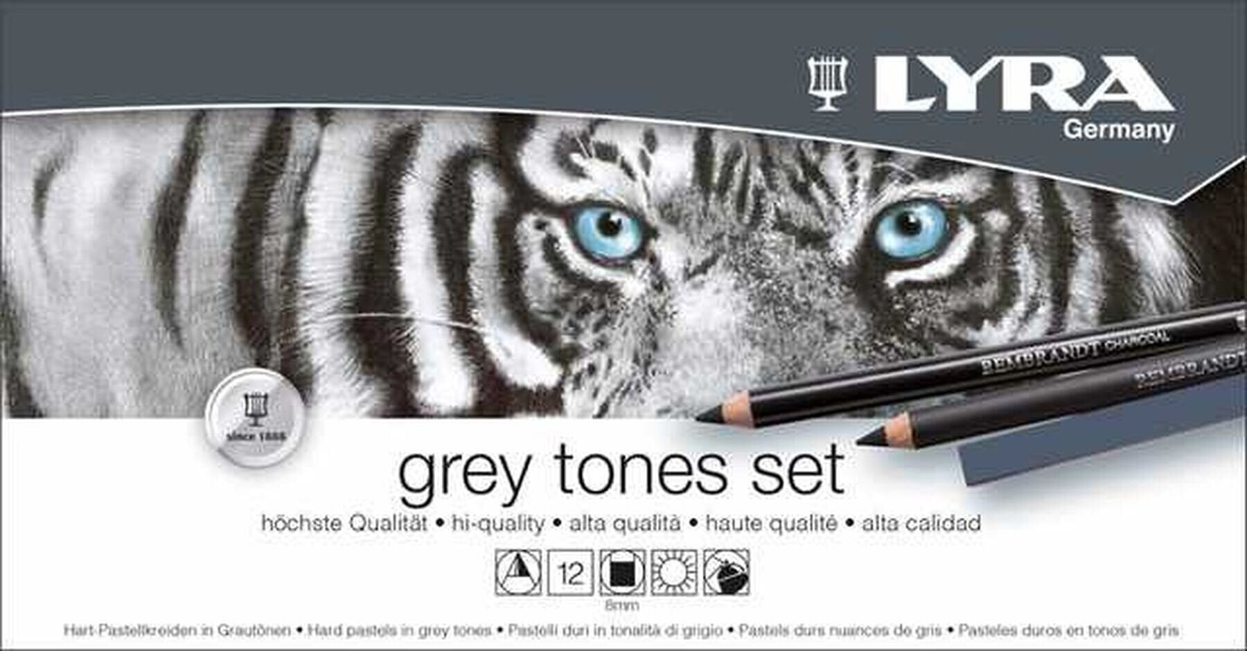 Soft Pastel Lyra Polycrayons Set of Carré Pastels Grey Tones 12 pcs