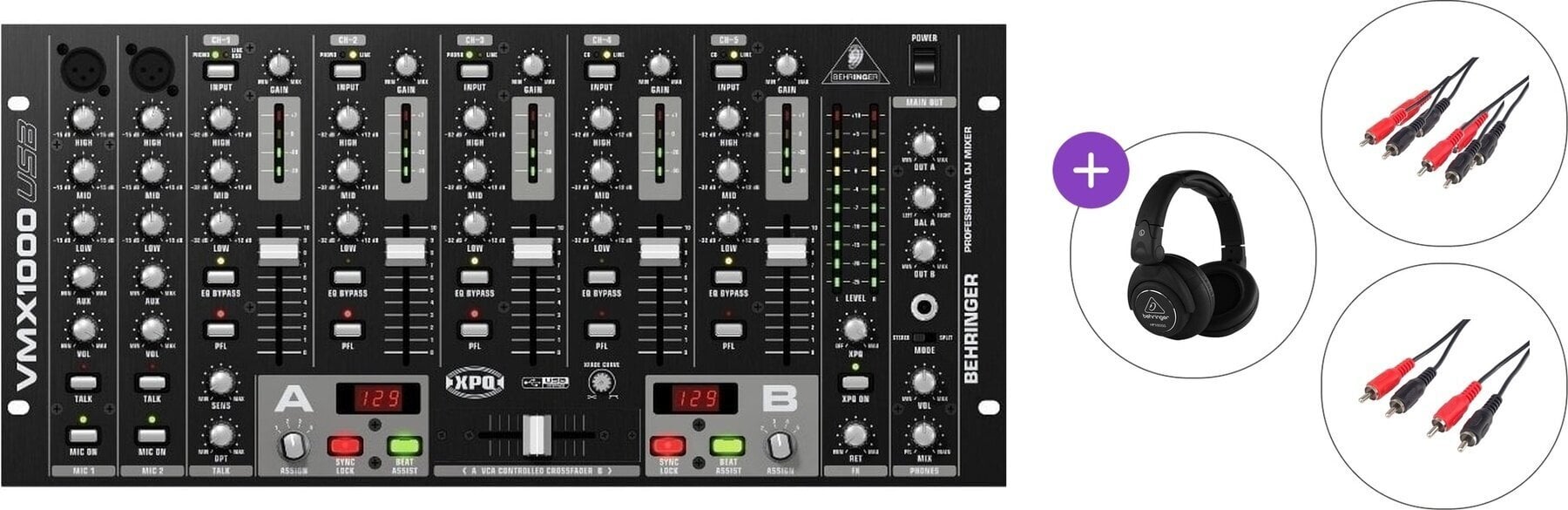 Table de mixage DJ Behringer VMX1000USB Basic SET Table de mixage DJ