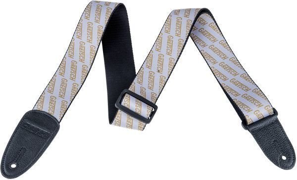 Textile guitar strap Gretsch Strap with Gold Logos White