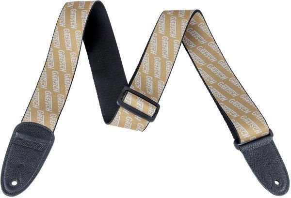 Textile guitar strap Gretsch Strap with White Logos Gold