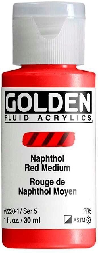 Peinture acrylique Golden Artist Colors Fluid Peinture acrylique Naphthol Red Medium 30 ml 1 pc