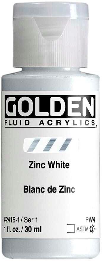 Peinture acrylique Golden Artist Colors Fluid Peinture acrylique Zinc White 30 ml 1 pc