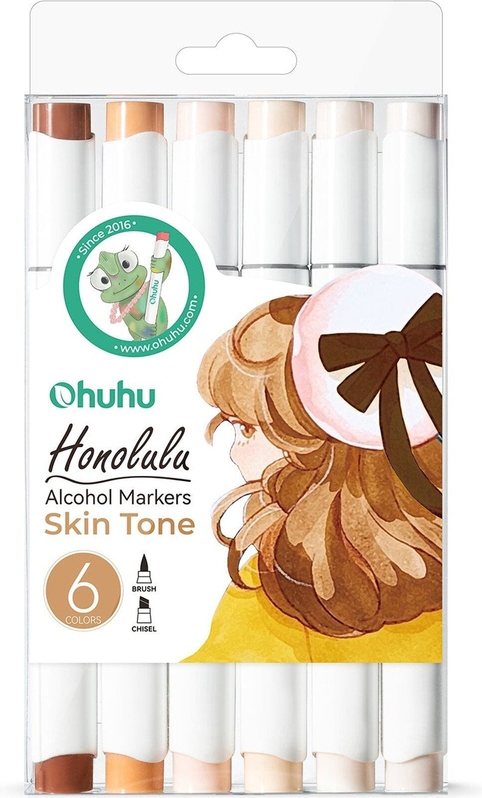 Pixur cu pâslă Ohuhu Honolulu Set de markere pe bază de alcool Skin Tones 6 Bucăți