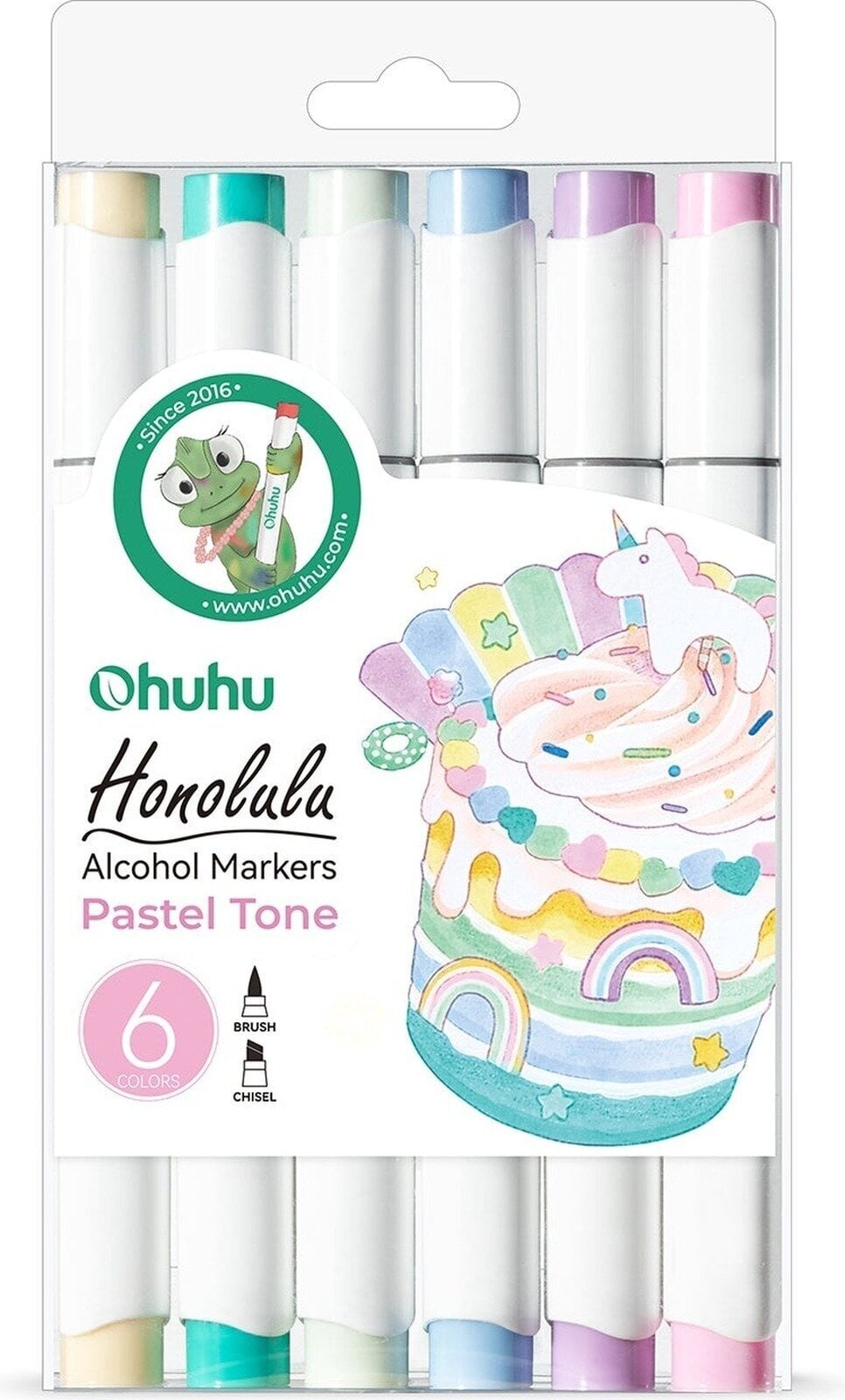 Pixur cu pâslă Ohuhu Honolulu Set de markere pe bază de alcool Pastel 6 Bucăți
