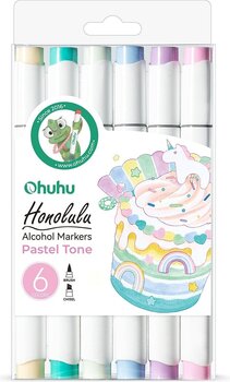 Pixur cu pâslă Ohuhu Honolulu Set de markere pe bază de alcool Pastel 6 Bucăți - 1