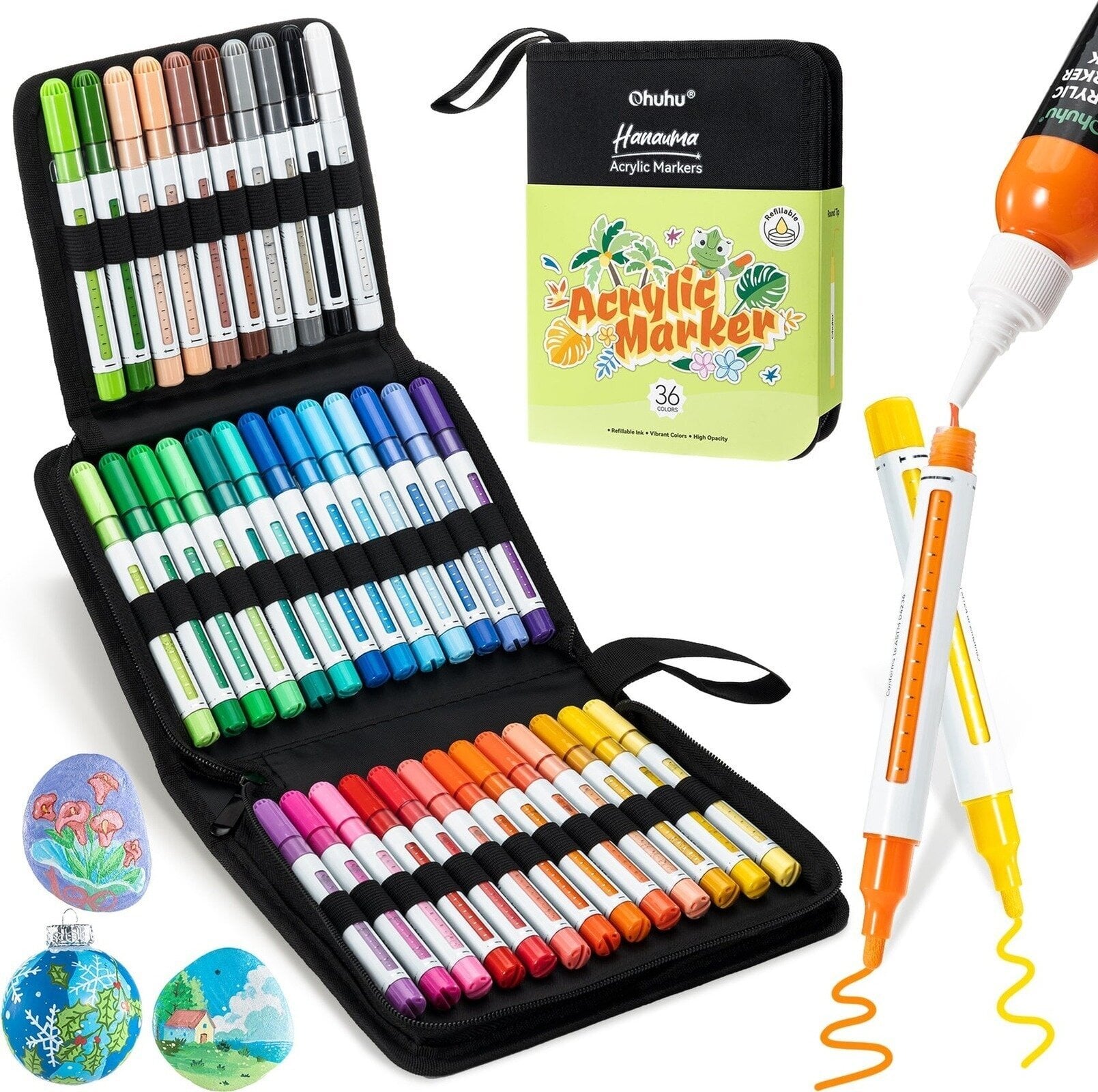 Felt-Tip Pen Ohuhu Hanauma Set of Acryl Markers 2 mm Mix 36 pcs
