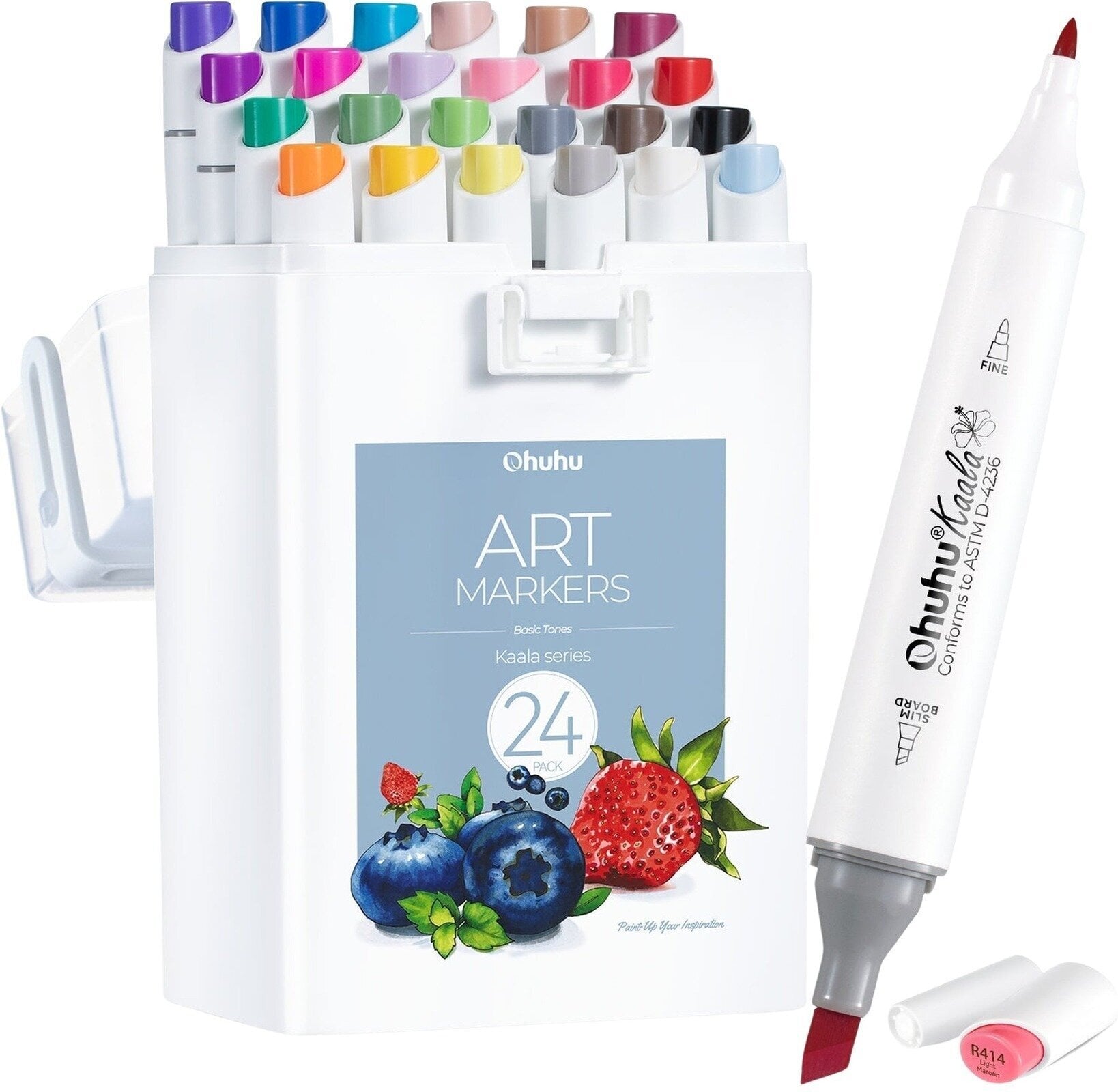 Felt-Tip Pen Ohuhu Kaala Set of Alcohol Markers Basic 24 pcs