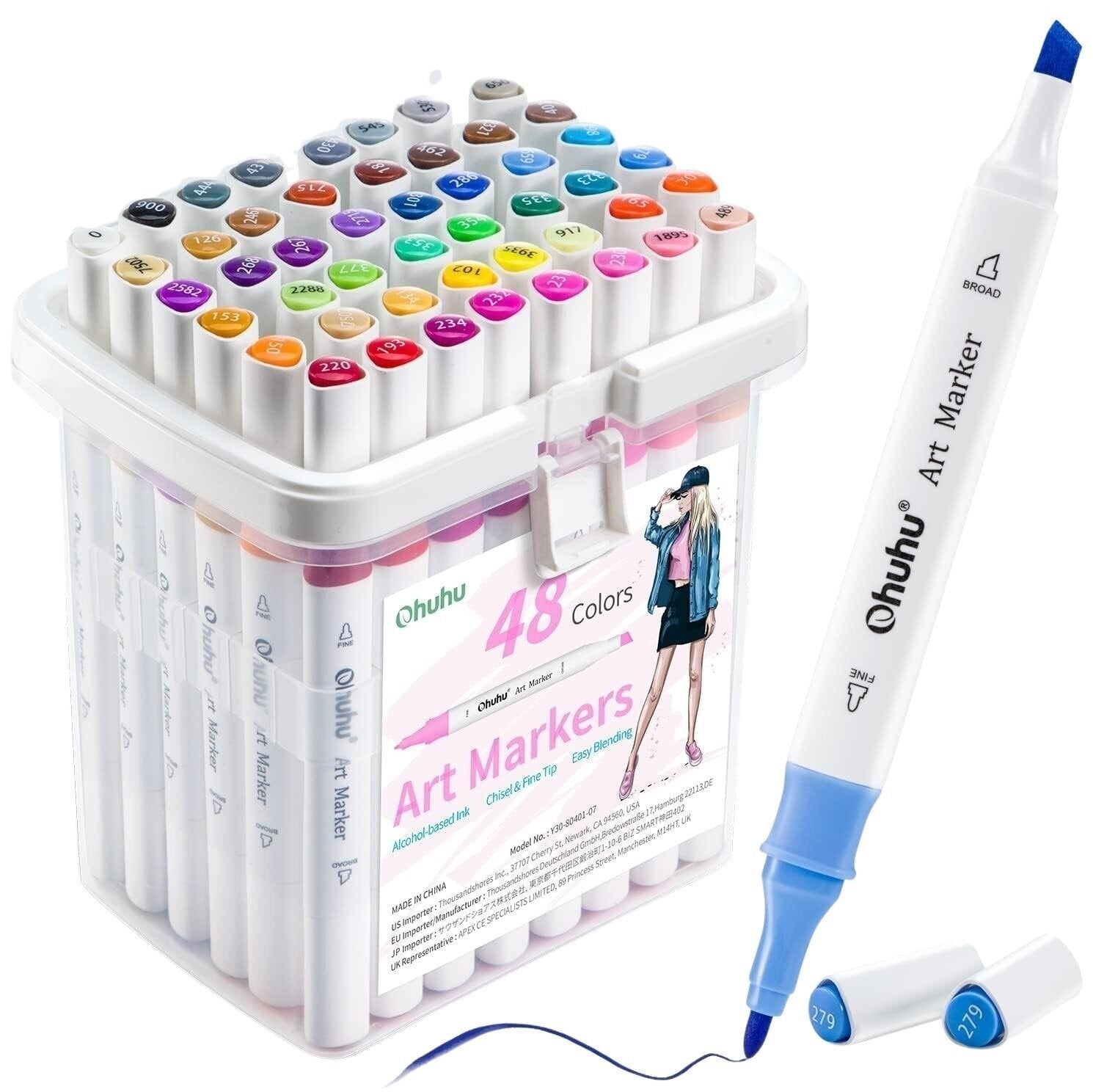 Rotulador Ohuhu -  Juego de rotuladores de alcohol Mezcla 48 pcs