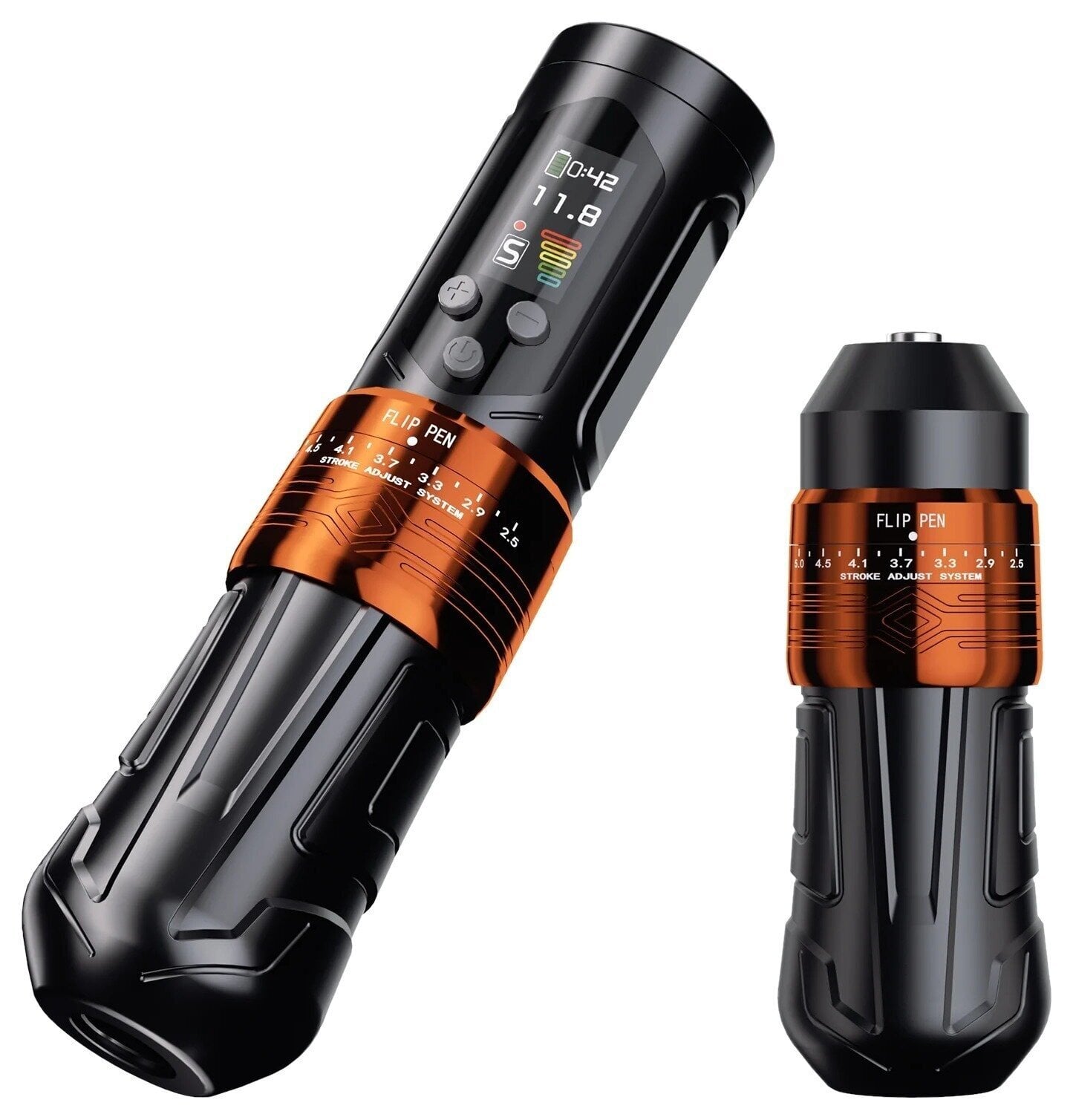 Trådløse tatoveringsmaskiner Bronc X2 NEO Wireless Tattoo Pen 2,5–5,0 mm Black/Orange