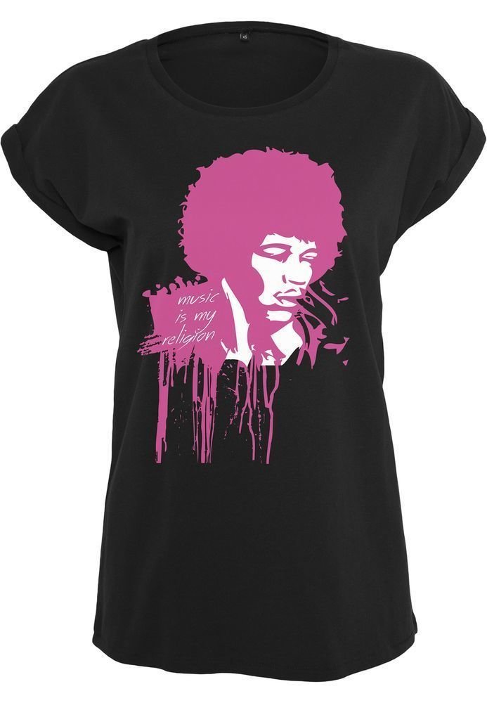 T-Shirt Jimi Hendrix Ladies Music Is My Religion Tee Black L